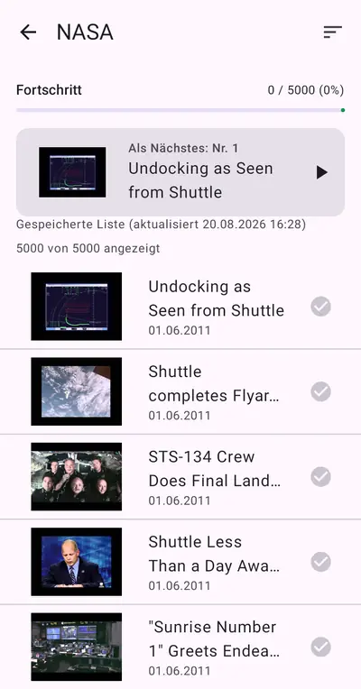 3. Die Videoliste nutzen — Android
