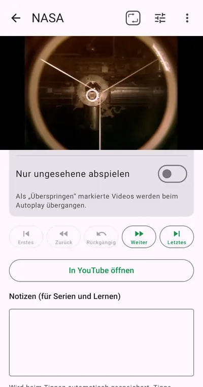 5. Notizen und Wiedergabeeinstellungen — Android