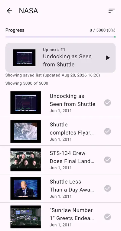 3. Using the video list — Android