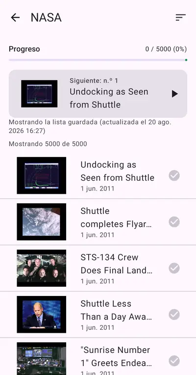3. Usar la lista de vídeos — Android