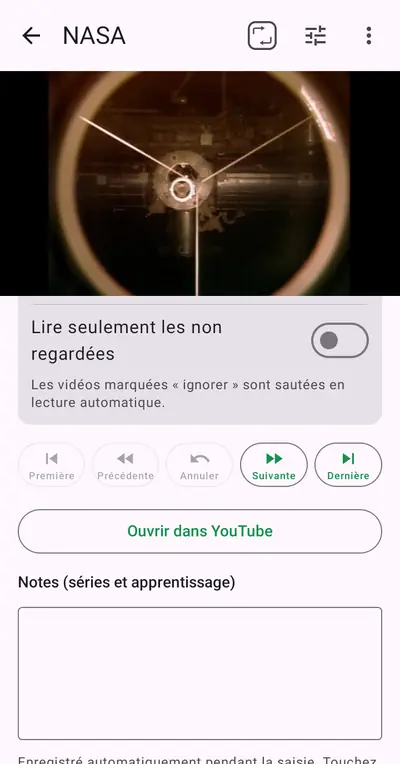 5. Notes et réglages de lecture — Android