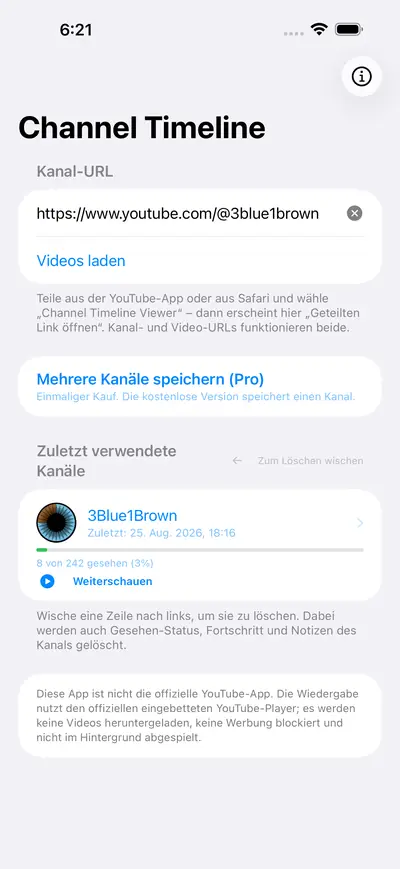 2. Einen Kanal hinzufügen — iPhone