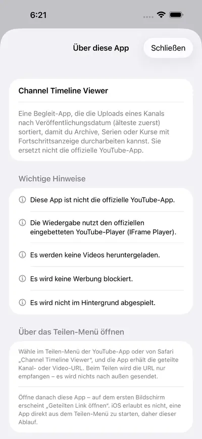 9. Was die App bewusst nicht tut — iPhone