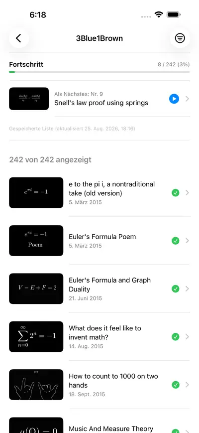 3. Die Videoliste nutzen — iPhone
