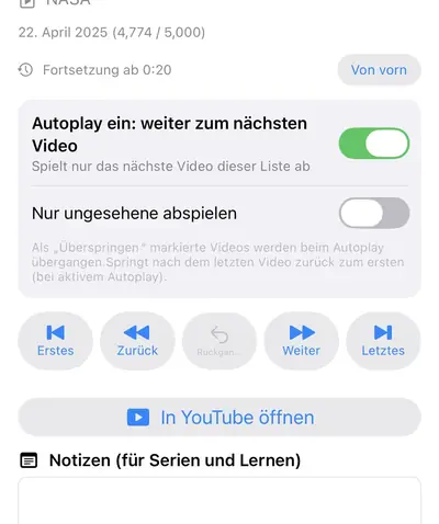 5. Notizen und Wiedergabeeinstellungen — iPhone