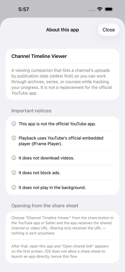 9. What the app deliberately does not do — iPhone