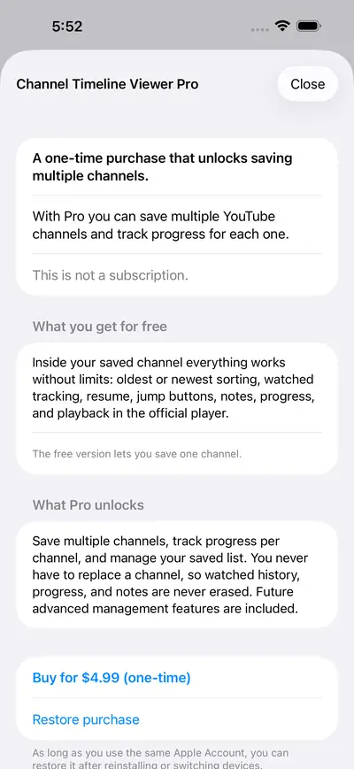 7. Saved channels and Pro — iPhone