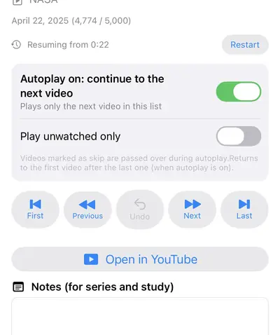 5. Notes and playback settings — iPhone