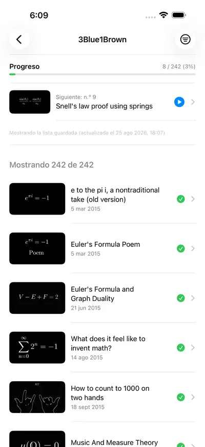 3. Usar la lista de vídeos — iPhone