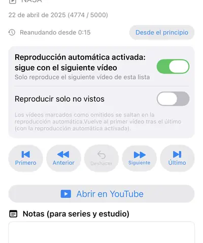 5. Notas y ajustes de reproducción — iPhone