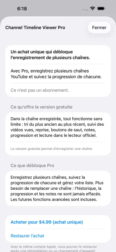 7. Chaînes enregistrées et Pro — iPhone