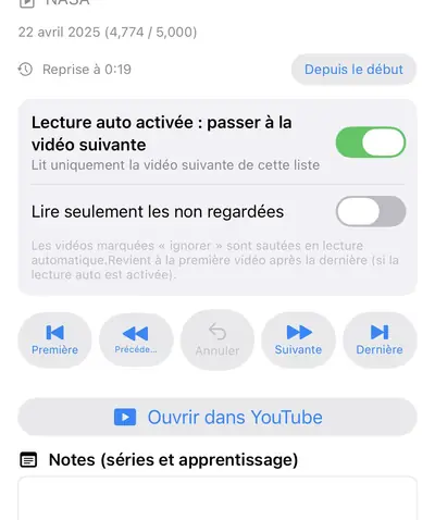 5. Notes et réglages de lecture — iPhone